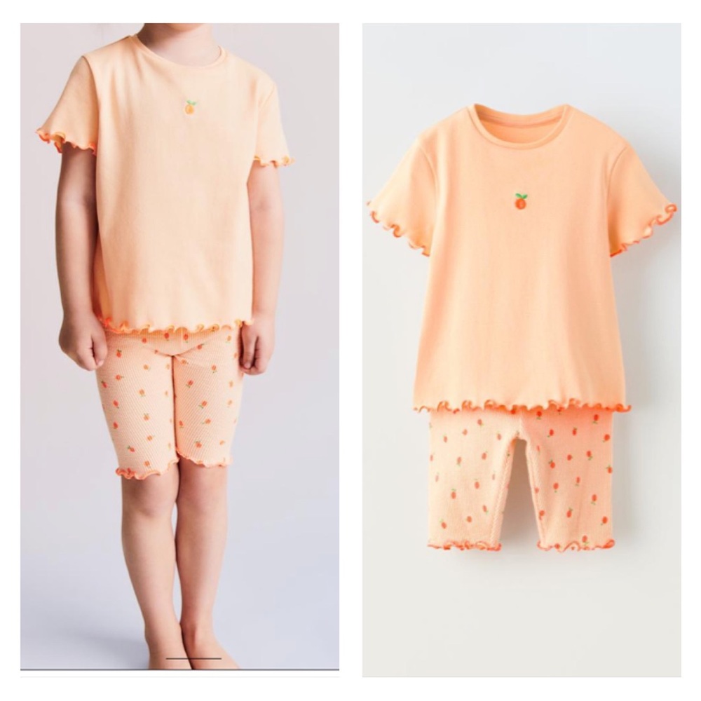NWT Zara organic cotton orange fruit matching set